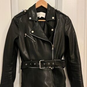 Veronica Beard Leather Biker Moto Jacket